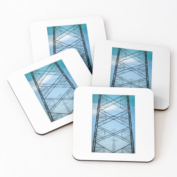 Item preview, High voltage transmission line against blue sky designed and sold by Lukasz Szczepanski.