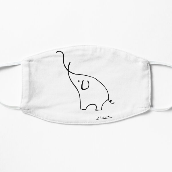Picasso Elephant Line Art, Animals Designs for Wall Art, Prints, Posters, Men, Women, Kids Flat Mask