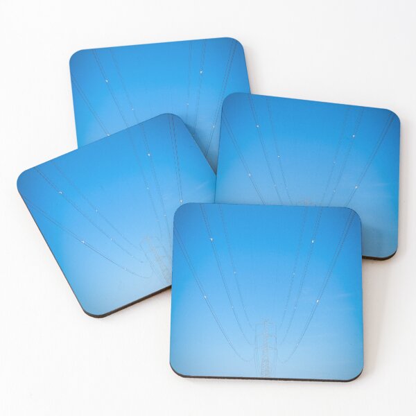 Item preview, High voltage transmission line against clear blue sky designed and sold by Lukasz Szczepanski.