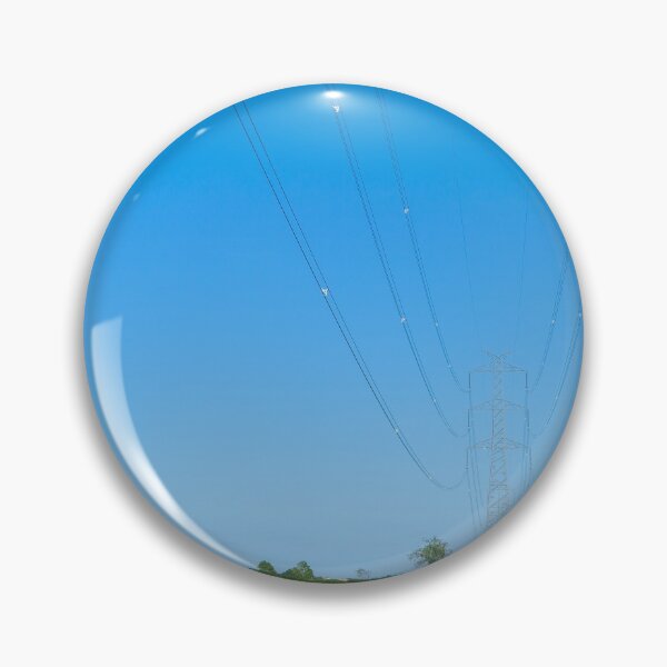 Item preview, High voltage transmission line against clear blue sky designed and sold by Lukasz Szczepanski.