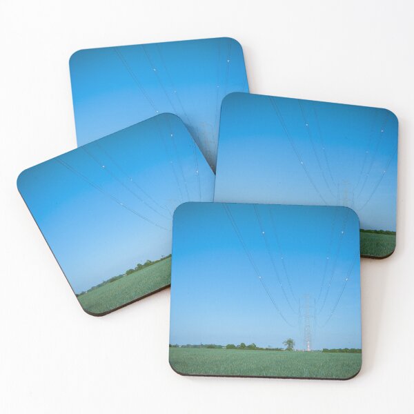 Item preview, High voltage transmission line against clear blue sky designed and sold by Lukasz Szczepanski.