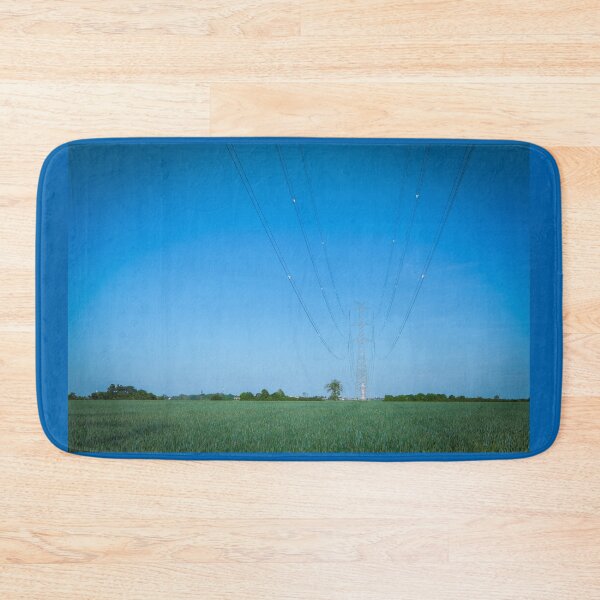 Item preview, High voltage transmission line against clear blue sky designed and sold by Lukasz Szczepanski.