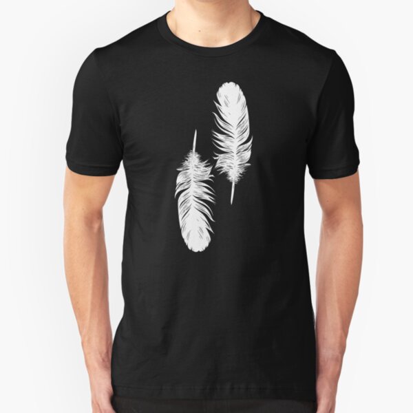 Weiße Federn Slim Fit T-Shirt