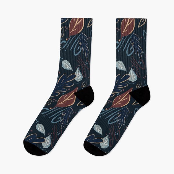 Item preview, Leaves and lotus flower in blue blush and brown (navy) designed and sold by ImageNugget.