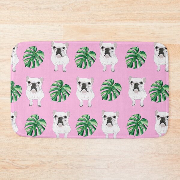 Item preview, Summer frenchie dogs with palm leaves (pink) designed and sold by sketchandpaws.
