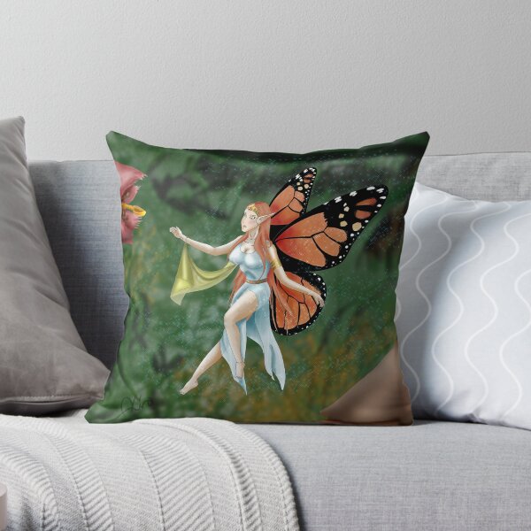 Monarch Fairy Throw Pillow