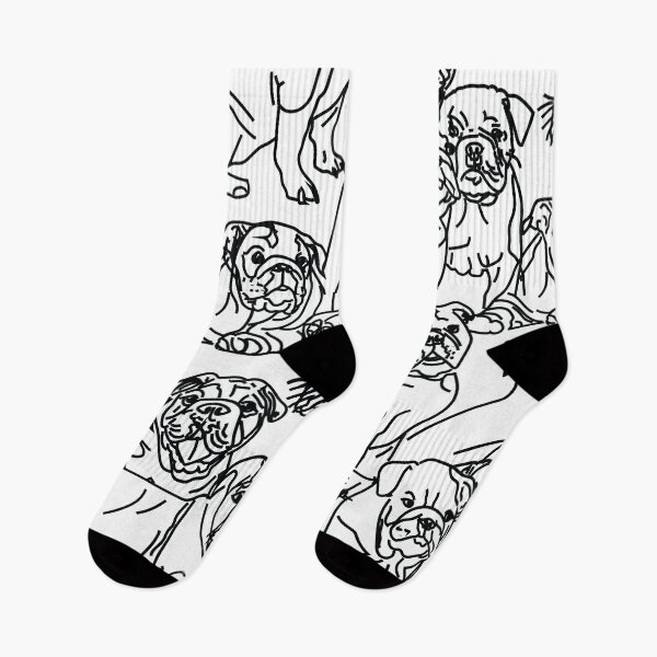 Item preview, English Bulldogs (b/w) designed and sold by sketchandpaws.