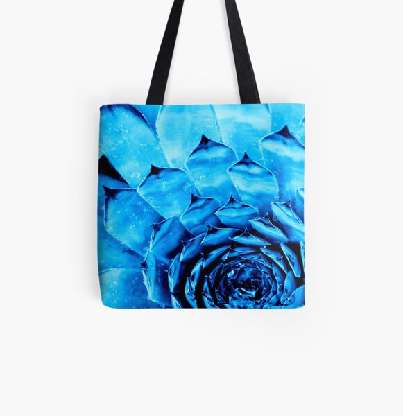 BLUE SERIES Succulent textures close-up All Over Print Tote Bag