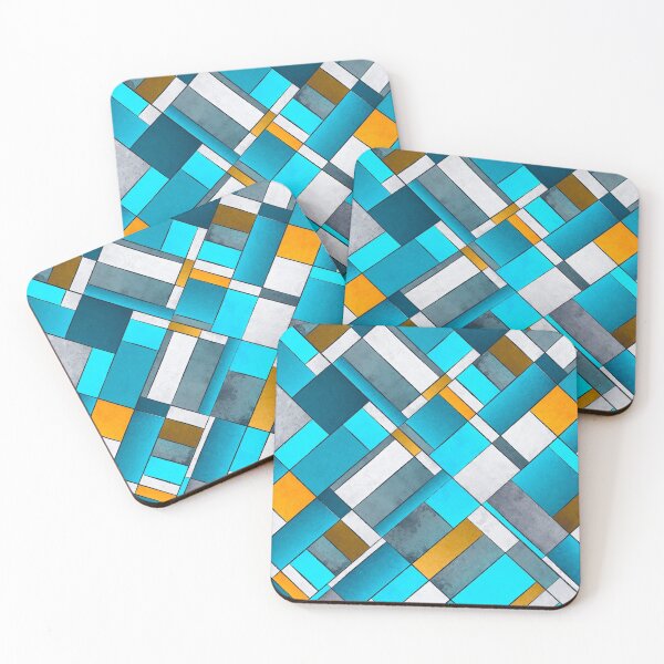 Item preview, Abstract Art Print  Blue,  Yellow,  Grey , Orange - diagonal Colored Pattern designed and sold by ohaniki.