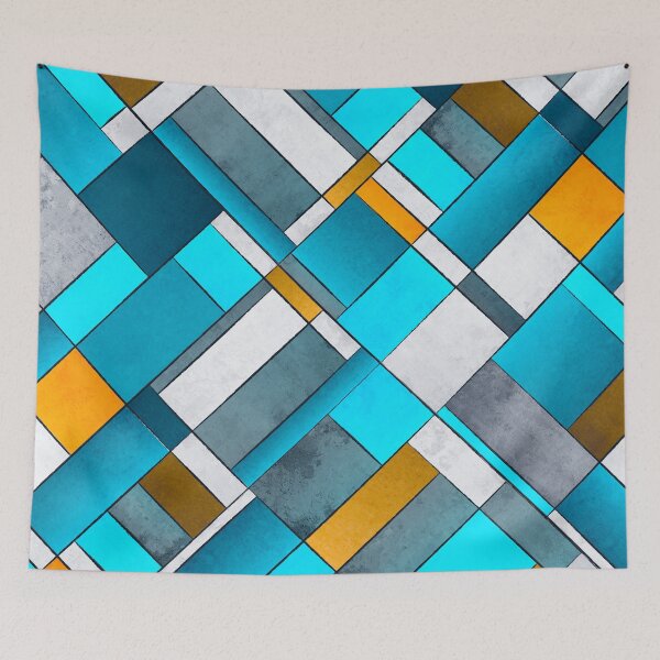 Item preview, Abstract Art Print  Blue,  Yellow,  Grey , Orange - diagonal Colored Pattern designed and sold by ohaniki.