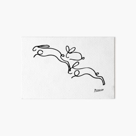 Rabbits Line Drawing, Animals Sketch Artwork, Pablo Picasso, Tshirts, Prints, Posters, Bags, Women, Men, Youth Art Board Print