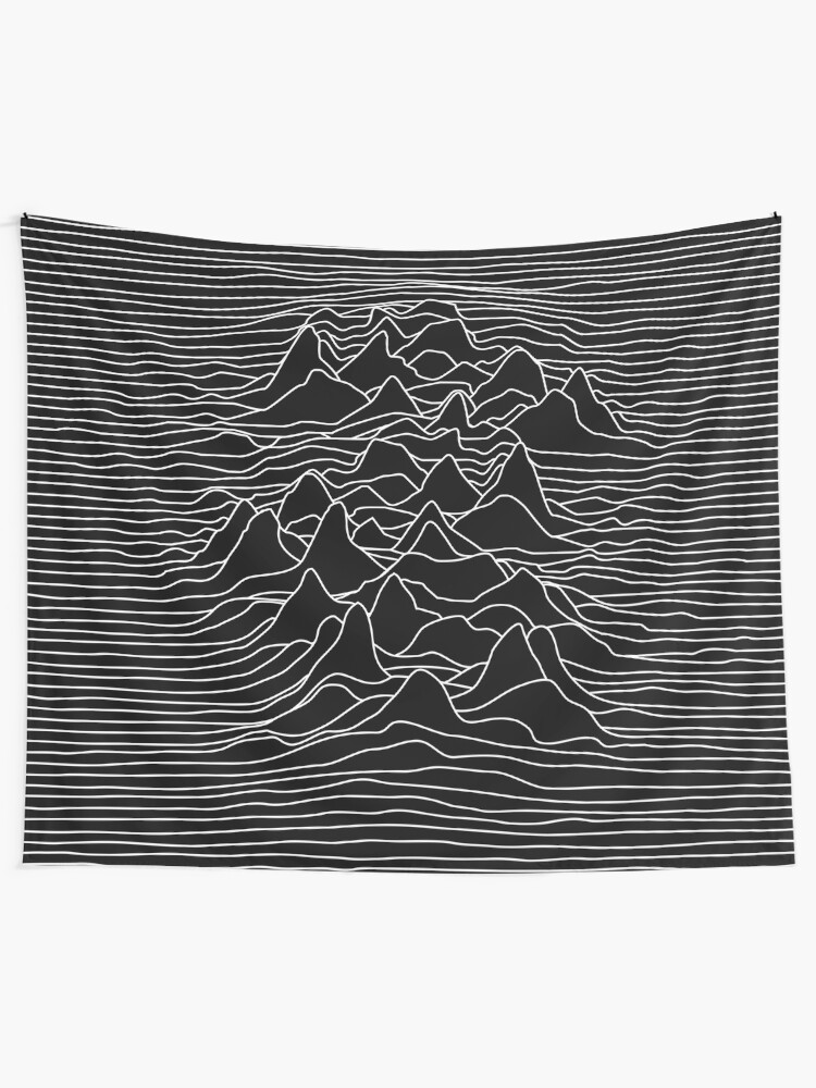 Alternate view of Black and white illustration - sound wave graphic - black Tapestry