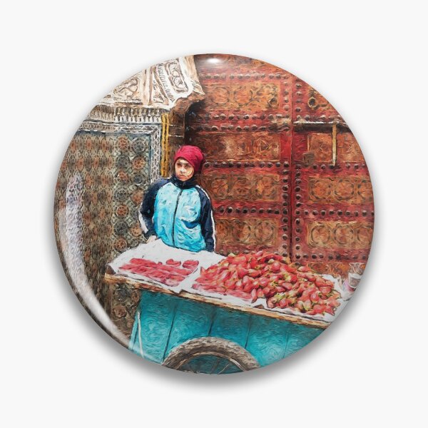 Item preview, Strawberries in the Medina, Morocco Oil Painting designed and sold by TRVLR Designs.