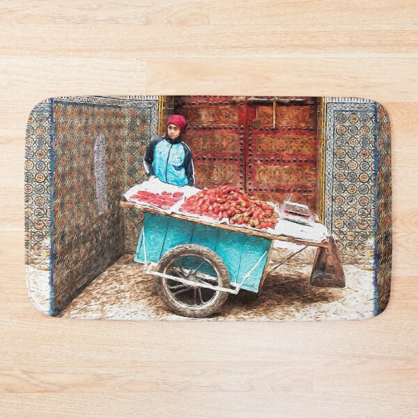 Item preview, Strawberries in the Medina, Morocco Oil Painting designed and sold by TRVLR Designs.