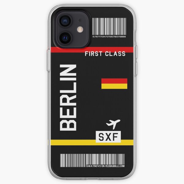 Billete de avión Berlín en negro Funda blanda para iPhone