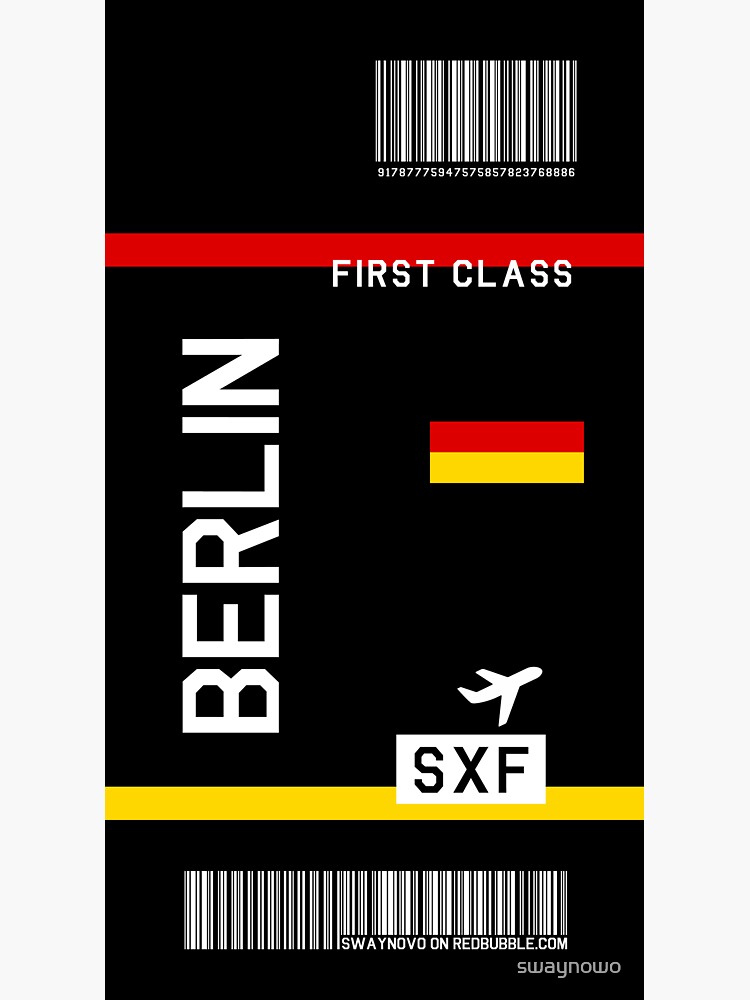 "Flight Ticket Berlin in black" Sticker for Sale by swaynowo Redbubble
