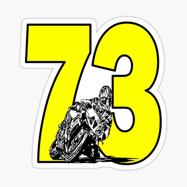 Number 73 and a moto - seventy three Sticker