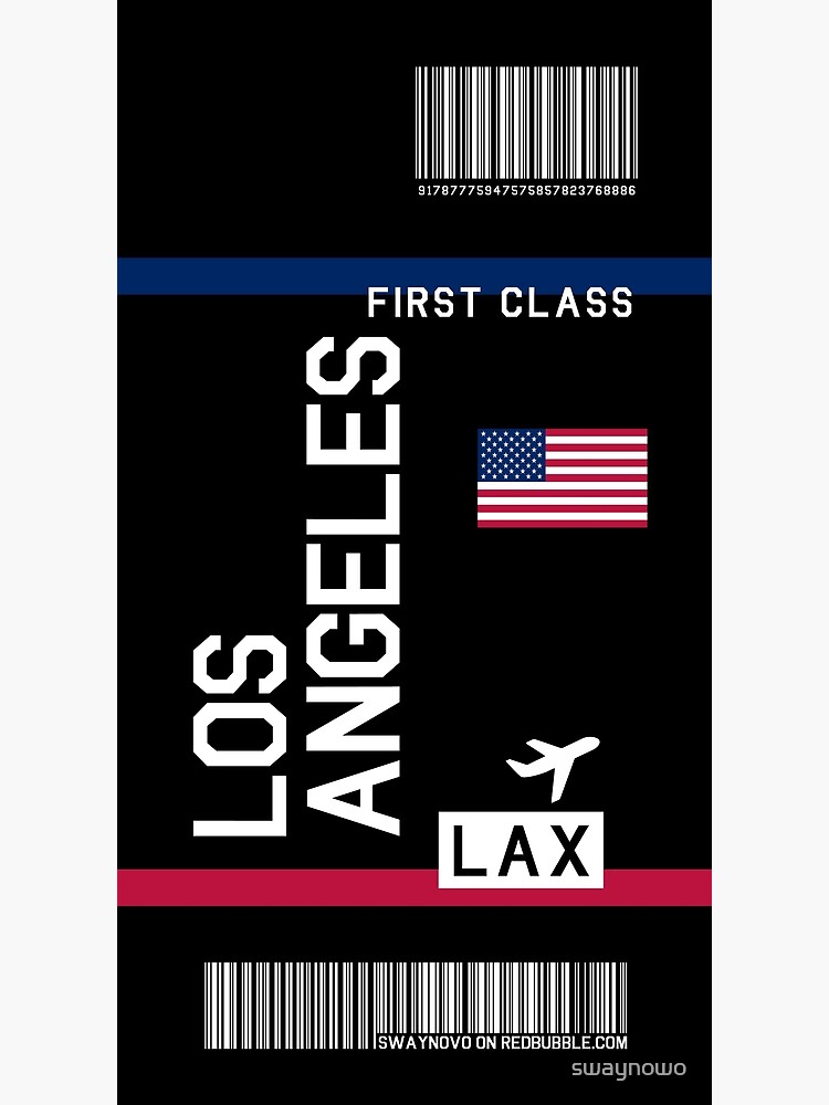 "Flight Ticket Los Angeles in black" Canvas Print for Sale by swaynowo