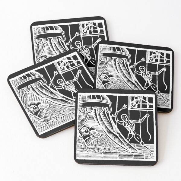 Item preview, Antique Woodcut Death and Sleep - White on Dark designed and sold by Pixelchicken.