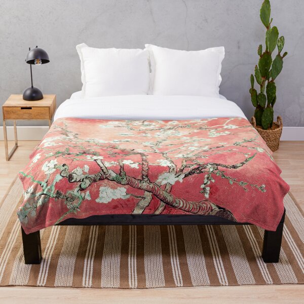 Vincent Van Gogh Almond Blossoms Peach Throw Blanket