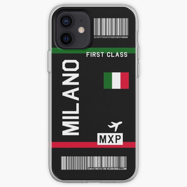 Billete de avión Milán en negro Funda blanda para iPhone