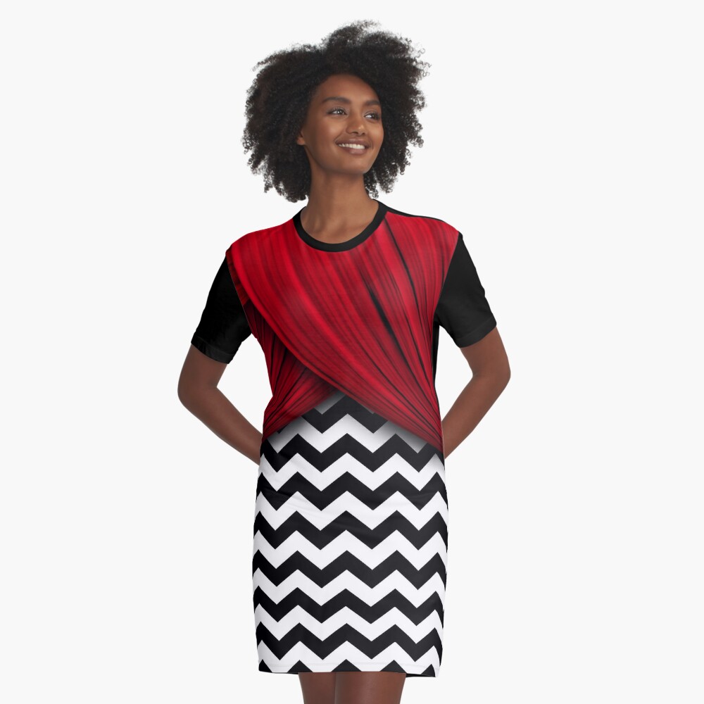 Black and 2024 white chevron dress