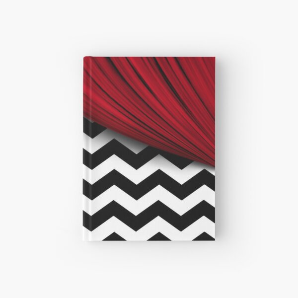 "Twin Peaks Red Curtains Schwarzweiss-Chevron" Notizbuch von hailish