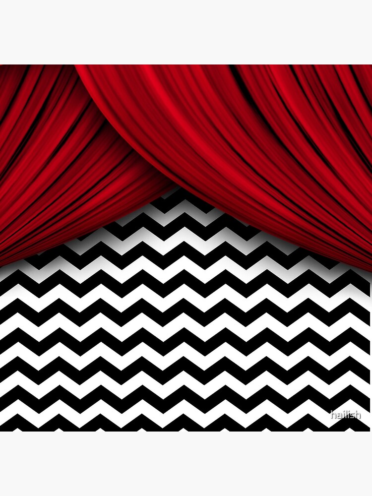 Discover Twin Peaks Red Curtains Black and White Chevron Premium Matte Vertical Poster