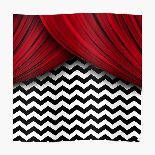 Twin Peaks Red Curtains Black and White Chevron Poster