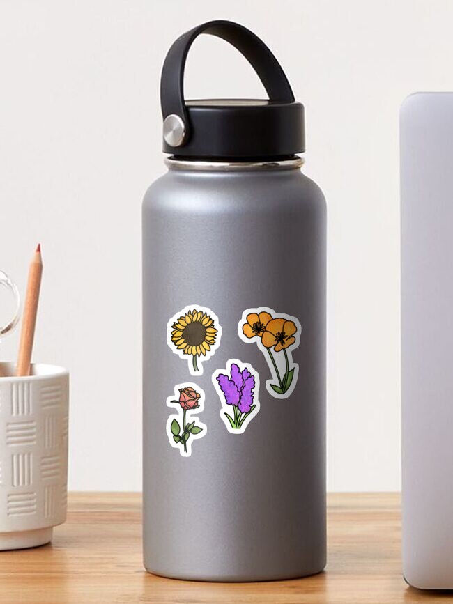Mini Stickers, Cute Sticker Set, Flower Stickers, Water Bottle