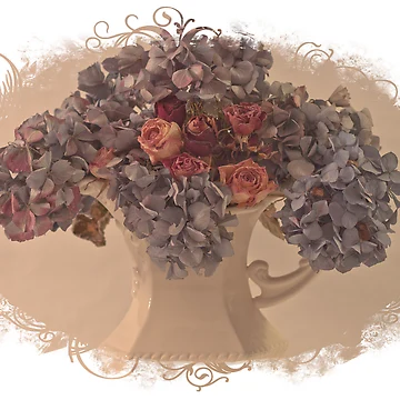 Artwork thumbnail, Hydrangea And Roses  by Sandra Foster