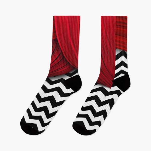 Item preview, Twin Peaks Red Curtains Black and White Chevron designed and sold by hailish.