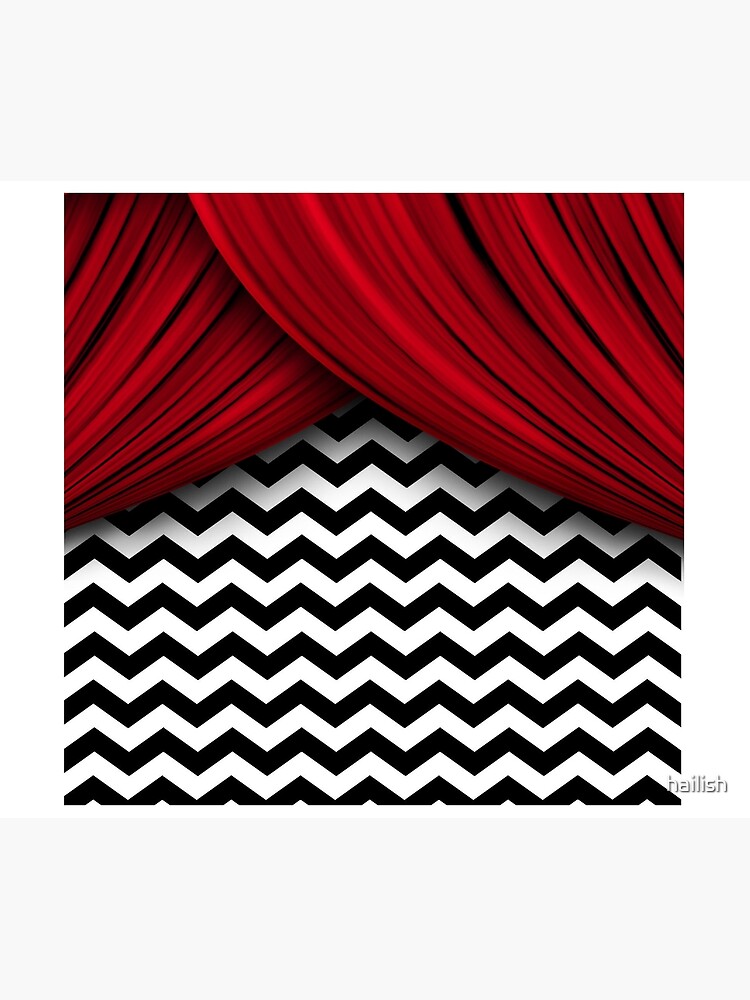 Disover Twin Peaks Red Curtains Black and White Chevron Shower Curtain