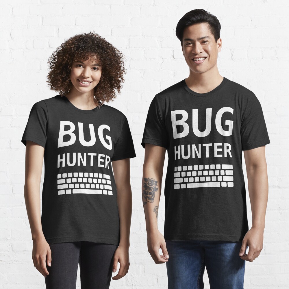 BUG HUNTER with Keyboard - Design for Test Engineers White Font Essential T-Shirt