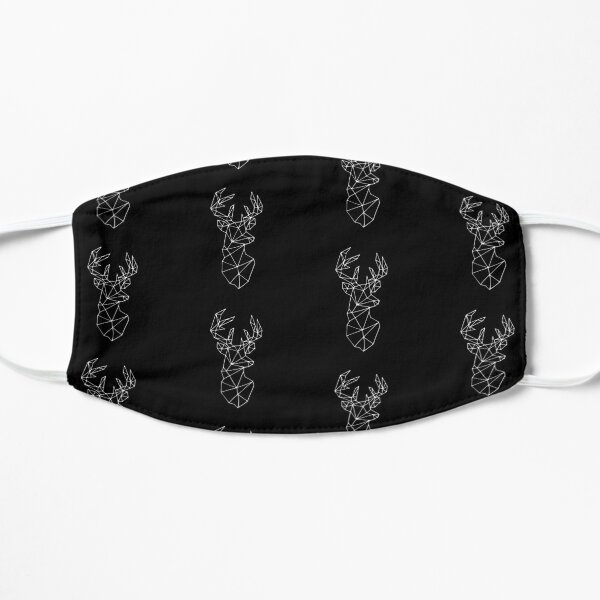 Geometric stag reindeer on a black background Flat Mask