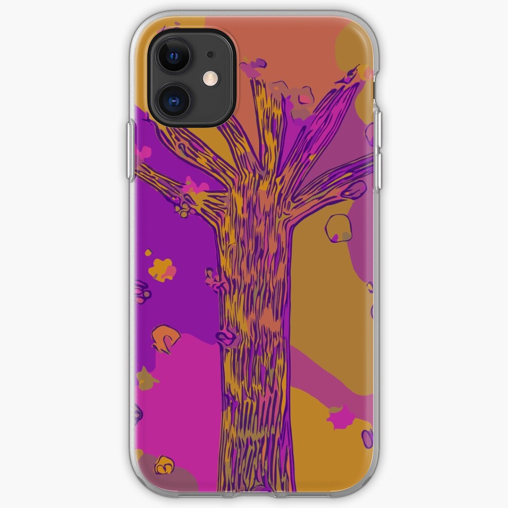 Purple, Magenta, Gold Beautiful Autumn Abstract Fall Tree iPhone Case & Cover