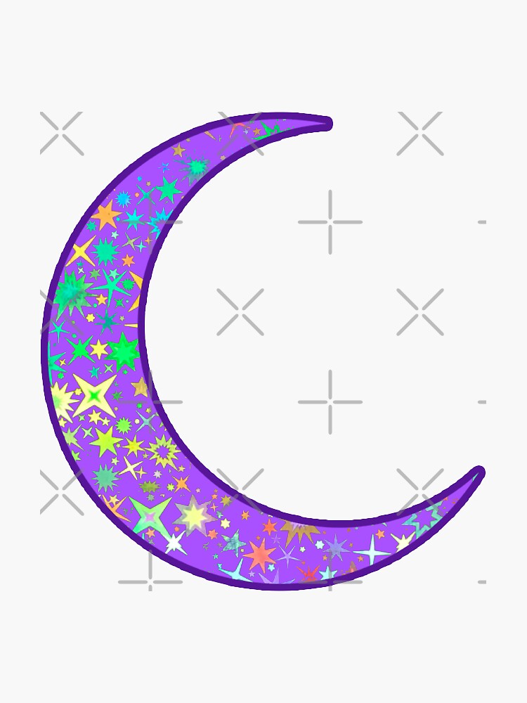 Thumbnail 3 of 3, Sticker, sparkly crescent moon designed and sold by disco dottie ✿.