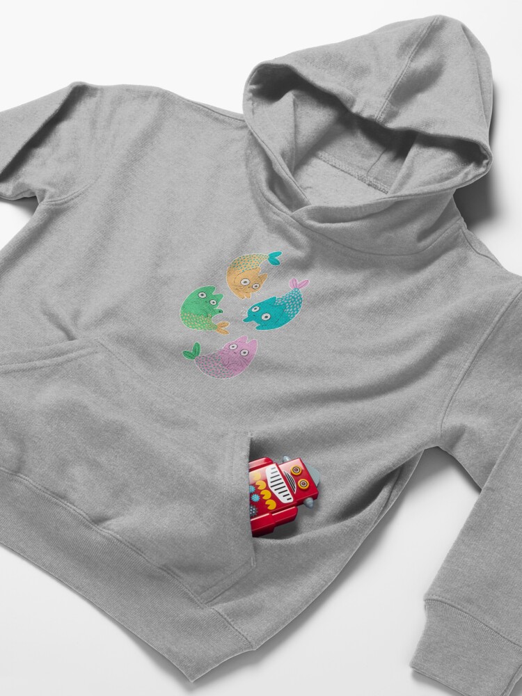Alternate view of Pastel Purrmaids Kids Pullover Hoodie
