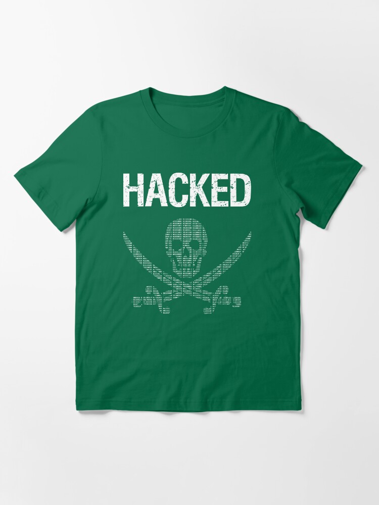 Alternate view of HACKED Pirate Flag - White/Green Design for Computer Hackers Essential T-Shirt
