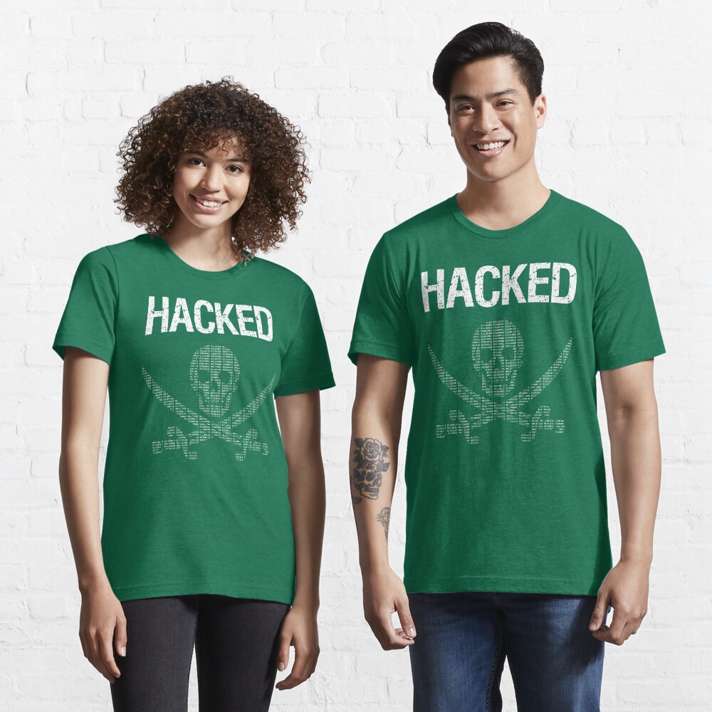HACKED Pirate Flag - White/Green Design for Computer Hackers Essential T-Shirt