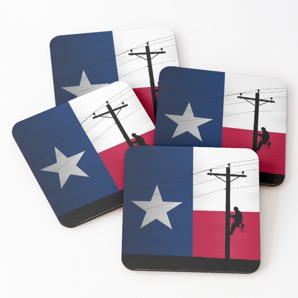 Item preview, Lineman on Horizon with Texas Flag behind designed and sold by Ken Macune.