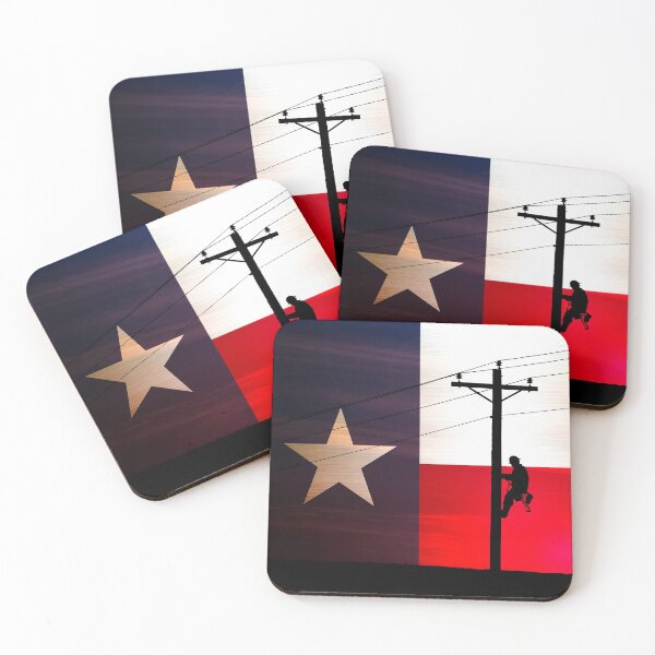 Item preview, Lineman with Sunset & Texas Flag behind designed and sold by Ken Macune.