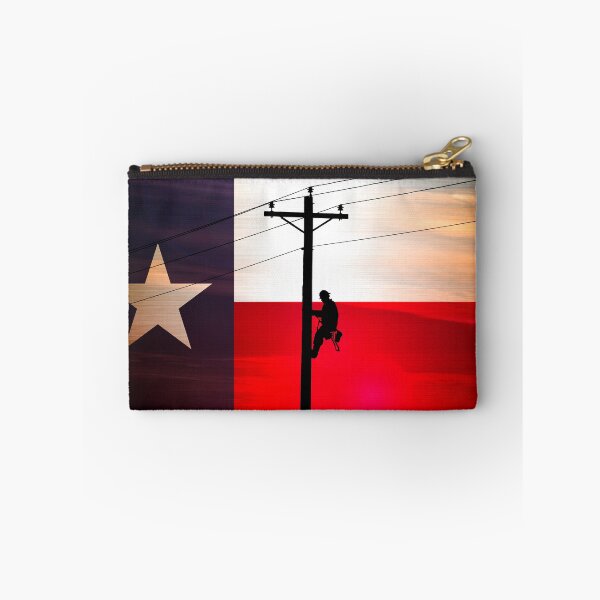 Item preview, Lineman with Sunset & Texas Flag behind designed and sold by Ken Macune.