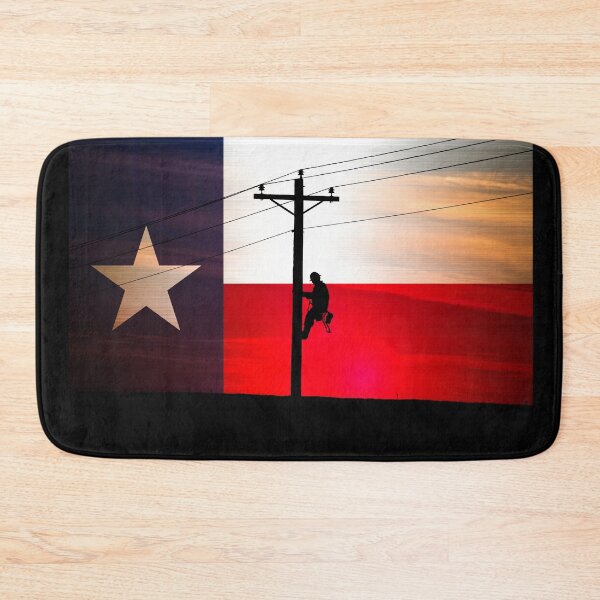 Item preview, Lineman with Sunset & Texas Flag behind designed and sold by Ken Macune.