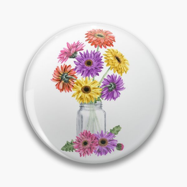 Item preview,  Watercolor Multicolor Gerbera Daisy Mason Jar designed and sold by ColorFlowArt.