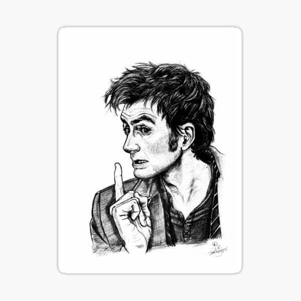The Doctor - David Tennant - "Fingers on Lips!" Sticker