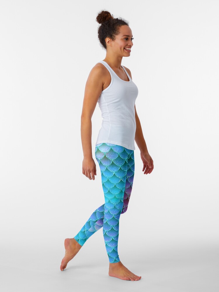 Discover Blue Purple Mermaid Pattern Leggings