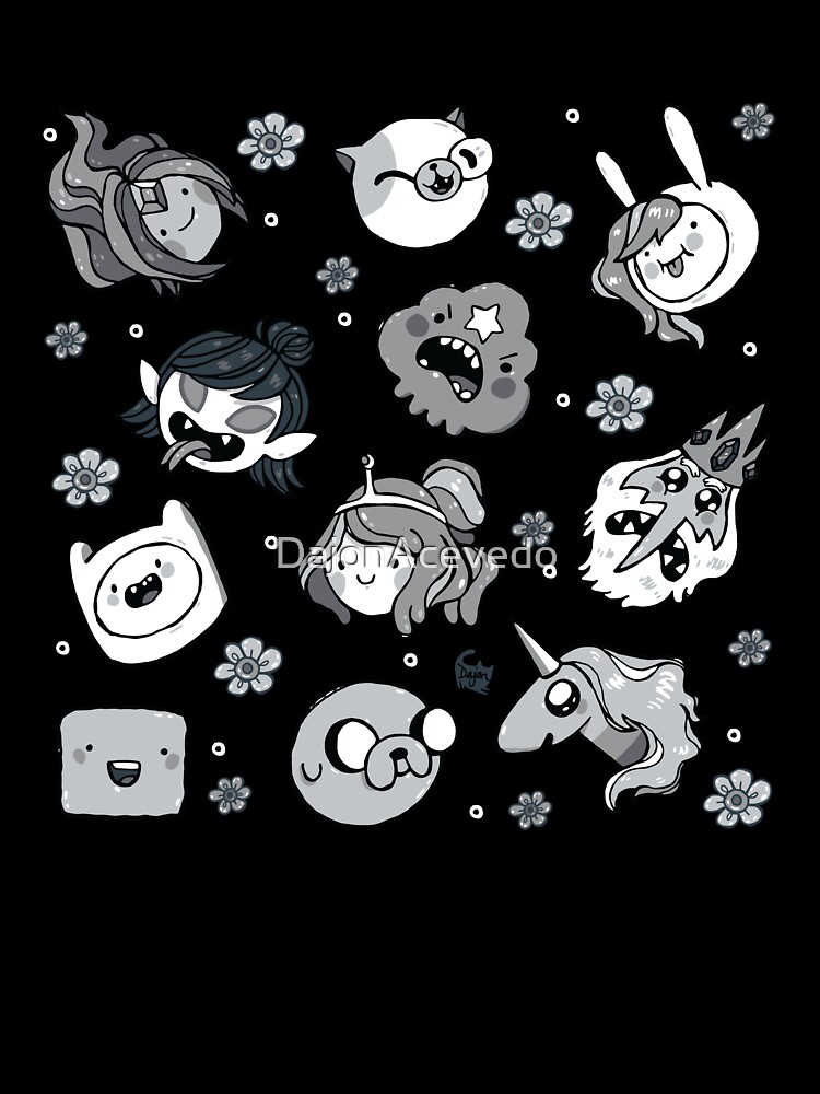 Adventure Time Friends Black And White Greyscale Kids T Shirt By Dajonacevedo Redbubble