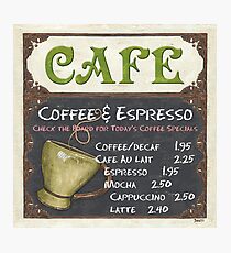 Elegant Cafe Chalkboard Photographic Print