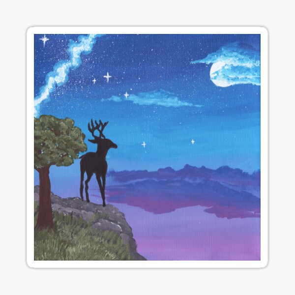 deer-at-night-sticker-by-lwdstudio-redbubble